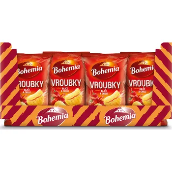 Chips CZ distribuce KARTON - Bohemia Vroubky rajče chilli 120 g x 18 ks