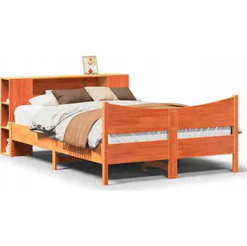 Postel Dřevěná borovicová postel s čelem, voskový hnědá, 229,5 x 166 x 82 cm