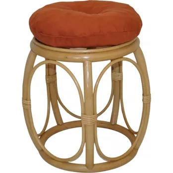 Axin Trading s.r.o. Ratanová taburetka široká medová polstr pískový