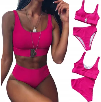 Dámské plavky DÁMSKÉ DVOUDÍLNÉ PLAVKY S VYSOKÝM PASEM, BIKINI TOP, VELIKOST M