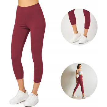 Dámské legíny Dámské 3/4 legíny s vysokým pasem, KRYCÍ bavlna Merry Style 199 Bordová M