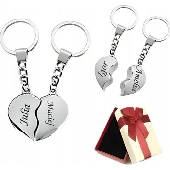 Přívěsek Na Klíče se zlomeným srdcem S Gravírováním dárková Krabička pro páry