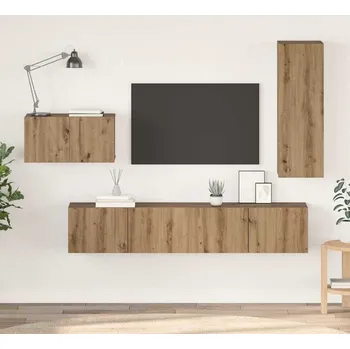 Obývací stěna vidaXL Sestava TV skříněk 4 pcs Artisanový dub kompozitní dřevo [3393263]