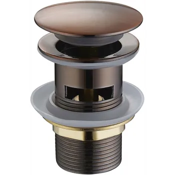 sítko a zátka do dřezu Mexen uzavíratelná umyvadlová výpusť kulatý, ClickClack, velká zátka, s přepadem, Červený bronz, 79920-45