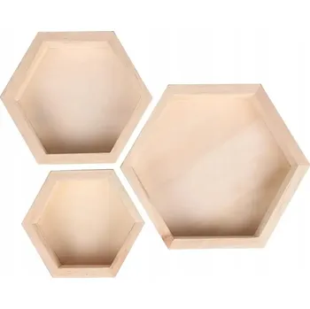 Obraz SADA 3 OZDOBNÝCH ŠESTIHRANNÝCH ZÁVĚSNÝCH SKŘÍNĚK DIKOM NA STĚNU S MECHEM