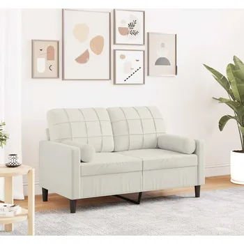 Pohovka zahrada-XL 2místná pohovka s polštáři krémová 120 cm samet 3278217