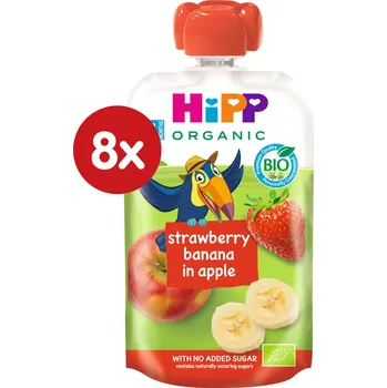 Dětská výživa HIPP BIO Kapsička 100% ovoce jablko banán jahoda 8 x 100 g
