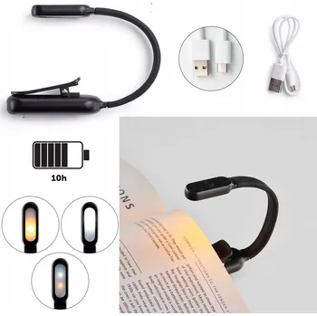 Lampička LED lampička na čtení knih, akumulátor, USB, Miquelrius - černá