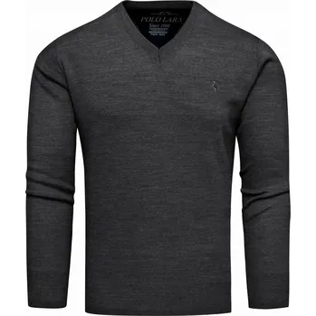 Pánský svetr Pánský svetr s výstřihem do V bavlněný grafitový L