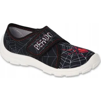 Dívčí bačkory Befado dětské papuče na suchý zip černé velikost 33