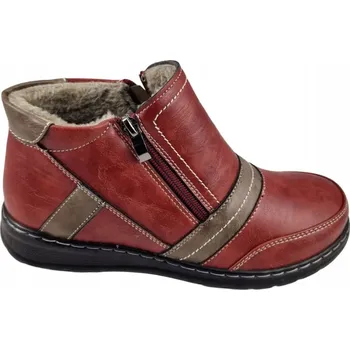 Dámská zimní obuv Dámské kotníkové boty na zip UNISOFT 25BT02-9355 vínové vel. 38