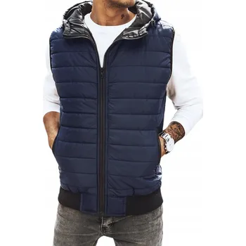 Pánská vesta PROŠÍVANÁ PÁNSKÁ VESTA BUNDA BEZ RUKÁVŮ S KAPUCÍ TX4236 - XXL