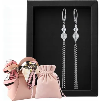 Náušnice Extra dlouhé náušnice ze stříbra s visícími řetízky na zapínání typu bigl