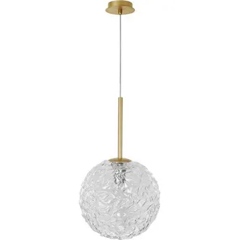 NOVA LUCE závěsné svítidlo MIRANO čiré strukturované sklo a broušená zlatá ocel E27 1x12W 230V IP20 bez žárovky 9260211