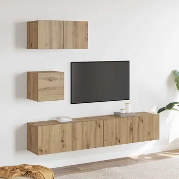 Obývací stěna vidaXL Sestava TV skříněk 3 pcs Artisanový dub kompozitní dřevo [3393140]