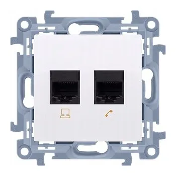 Elektrická zásuvka Počítačová zásuvka dvojitá RJ45 kategorie 6 Simon 10 bílá C62.01/11