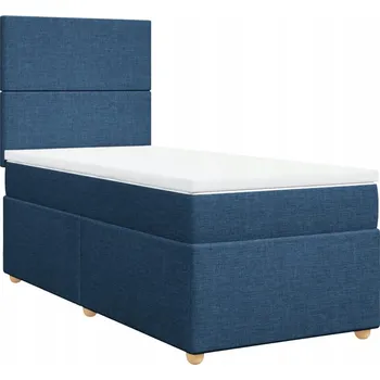 Postel Kontinentální postel modrá 190 x 90 x 140,5/150,5 cm s matrací a topperem