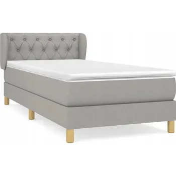 Postel Kontinentální postel světle šedá 203 x 83 x 78/88 cm s matrací 80 x 200 x 2 cm