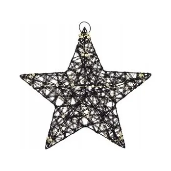 Vánoční dekorace OZDOBA HVĚZDA ČERNÁ 40cm LED SVÍTÍCÍ SVÁTEČNÍ DEKORACE 161816
