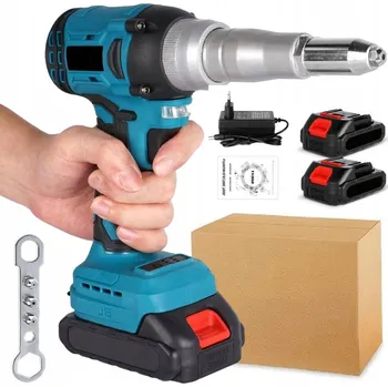 Nýtovací pistole AKU BEZKARTÁČOVÁ Nýtovací PISTOLE 18V 20000N + 2 BATERIE