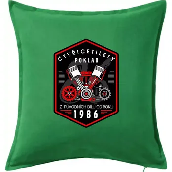 Polštář Čtyřicetiletý poklad z původních dílů 1986 - Polštář 50x50 - 50x50 - Pouze potah ( Středně zelená )