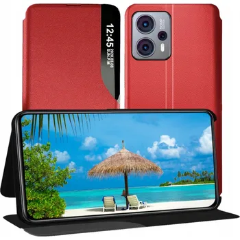 Pouzdro na mobilní telefon Flipové pouzdro RCBR pro Motorola moto G13 G23 WINDOW CASE červené