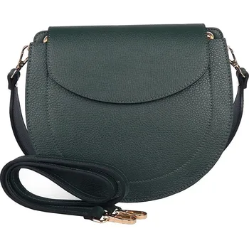 Kabelka Střední zelená pevná kožená kabelka na rameno/crossbody Vera Pelle no. 377