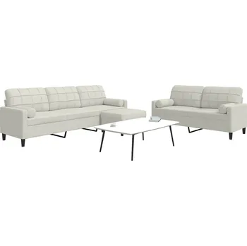 Pohovka zahrada-XL 3dílná sedací souprava s poduškami a podhlavníky krémová samet 3278509