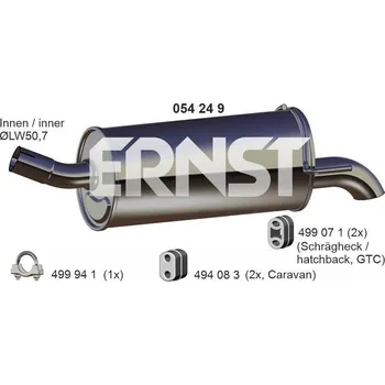 Tlumič výfuku Zadní tlumič výfuku ERNST 054249