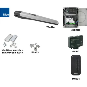 Pohon brány Sada pohonu NICE Toona 4024 pro jednokřídlá vrata do 3 m/500 kg