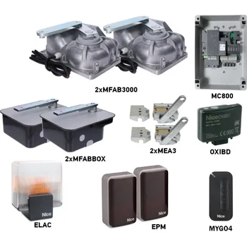 Pohon brány Sada pohonu NICE M-Fab MFAB3000 pro dvoukřídlou bránu - jedno křídlo 3,5m/600kg