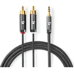 NEDIS Stereo Audio Kabel | 3,5 mm Zástrčka | 2x RCA Zástrčka | Pozlacené | 1.00 m | Kulatý | Šedá / Šedá Gun Metal | Box s Okénkem