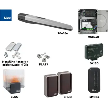 Pohon brány Sada pohonu NICE Toona 4024 pro jednokřídlou bránu do 3 m/500 kg s příslušenstvím