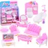 Doplněk pro panenku Nábytek do domečku pro panenky 15 ks růžový/bílý