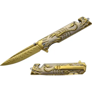 kapesní nůž Kovový zavírací poloautomatický kapesní nůž Kandar – zlatý štír