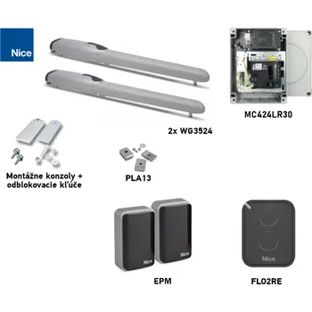 Pohon brány Sada pohonu NICE Wingo 3524 pro dvoukřídlou bránu - jedno křídlo 3,5m/500kg s fotobuňkami