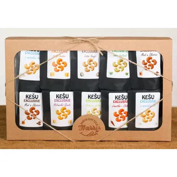 Dárková krabička Dárková sada Kešu EXCLUSIVE mix 10 druhů TOP CHUŤ (Dárková sada Kešu EXCLUSIVE mix 10 druhů TOP CHUŤ)