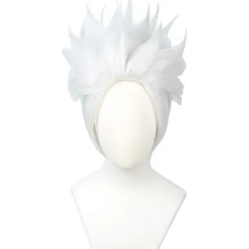 Barva na vlasy Linfairy krátké vlasy paruka cosplay Halloween kostým stříbrná bílá bez stylu