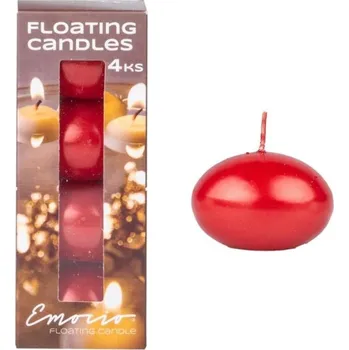 Emocio Plovoucí svíčky 4x 25 g, metalické červené