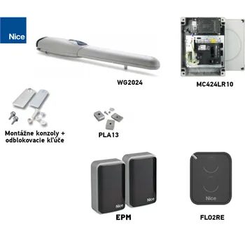 Pohon brány Sada pohonu NICE Wingo 2024 pro jednokřídlou bránu do 2 m/400 kg s fotobuňkami