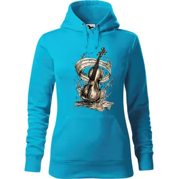 Dámská mikina Mikina - housle Barva: Modrá - tyrkysová (44), Velikost: XS, Střih: Dámské
