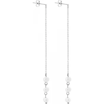 Módní doplněk Troli Dlouhé ocelové náušnice s pravými perlami VAAJDE2023196S + 2 měsíce na vrácení zboží