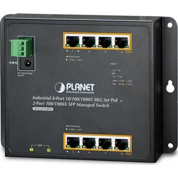 Switch OPRAVENÉ - Planet WGS-4215-8P2S nástěnný PoE switch 8x1000B-T,2x SFP, Web/SNMP, 802.3at