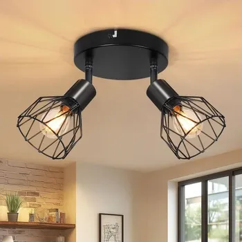 Stojací lampa Stropní bodové světlo Kimjo LED stropní svítidlo se 2 plameny otočné - stropní bodové světlo černé