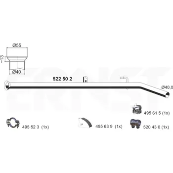 Přední díl výfuku Výfuková trubka ERNST 522502