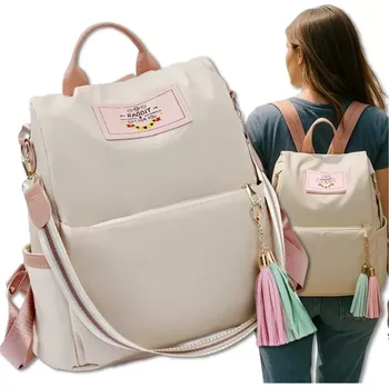 Městský batoh Elegantní batoh Rabbit RO103Be (Béžový elegantní dámsky batoh přes rameno 32 x 15 x 30 cm, voděodolný)