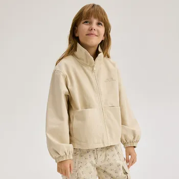 Dívčí bunda Reserved - Bavlněná bunda s výšivkou - béžová - 528CV-08X - 528CV-08X-U13