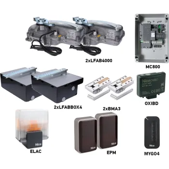 Pohon brány Sada pohonu NICE L-Fab LFAB4000 pro dvoukřídlou bránu - jedno křídlo 4m/650kg