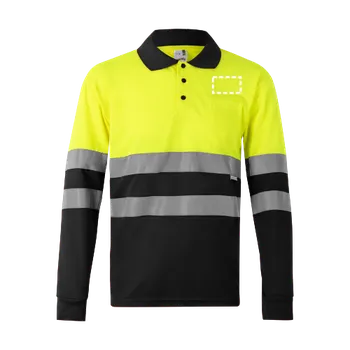 Pánská košile VL VULCAN LARGE. Dvoubarevná polokošile z ptačí perspektivy (160 g/m²) s dlouhým rukávem, z polyesteru (100 %) Transfer (max. 4 barvy, 70 x 40mm) 3 barvy 25 Horní strana