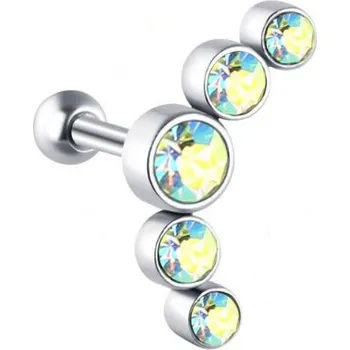 Náušnice Troli Podélná ocelová single náušnice s barevnými zirkony VHLLE00669SC + 2 měsíce na vrácení zboží